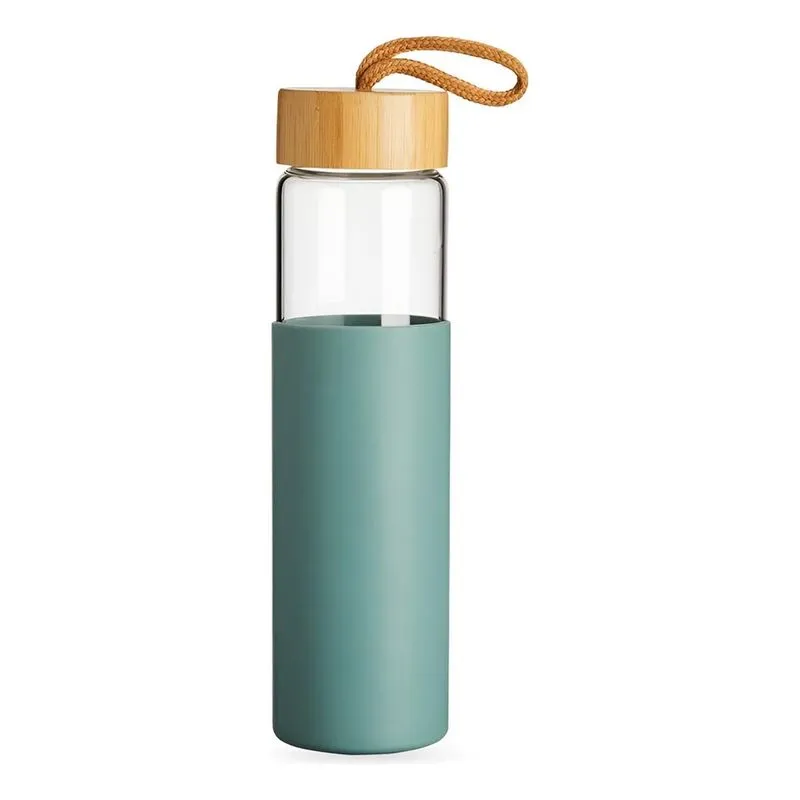 Garrafa De Vidro Squeeze Água Chá Suco 750 Ml Tampa B Verde