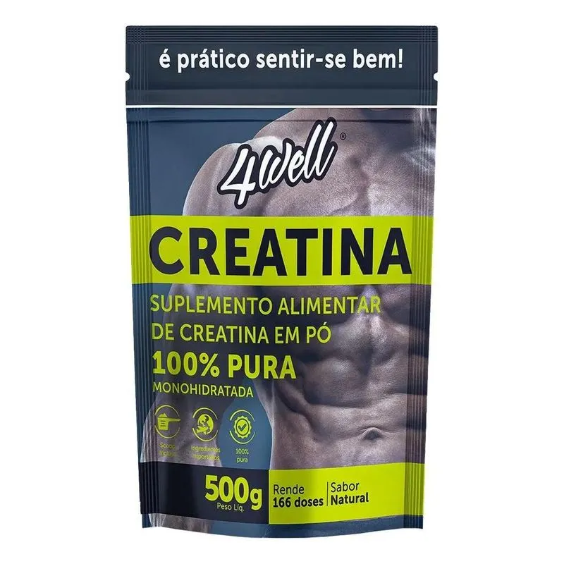 10x Creatina Monohidratada 500g 4well 100% Pura Sem Sabor