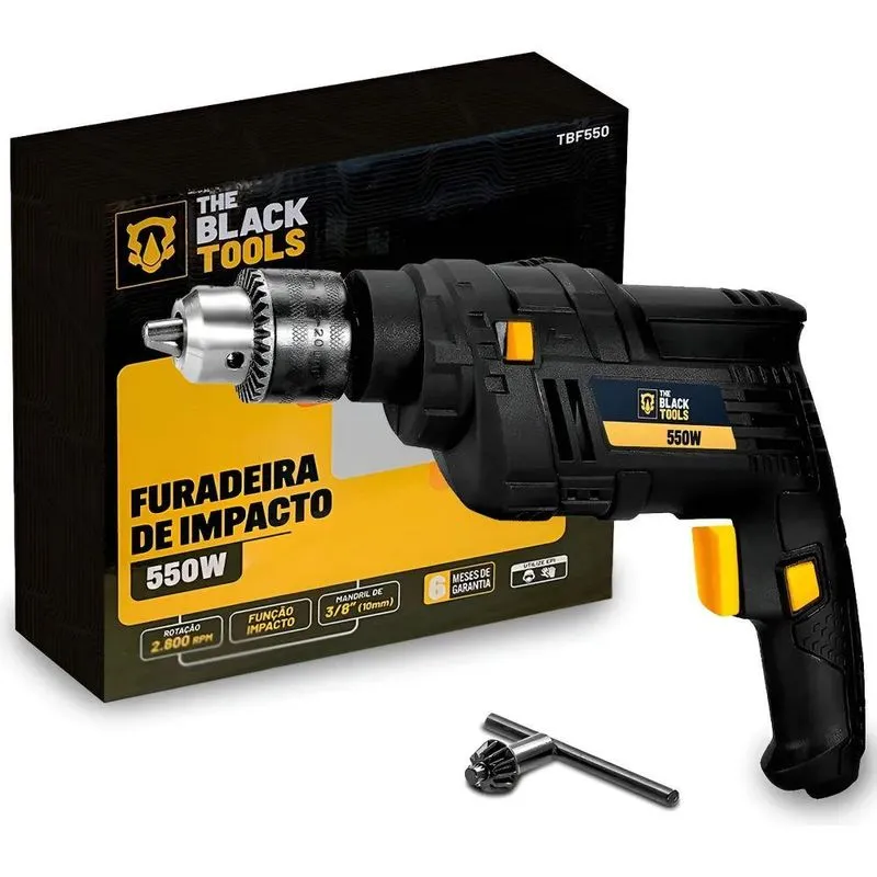 Furadeira De Impacto 3/8 Pol 10mm 550w Pro Preto 220v