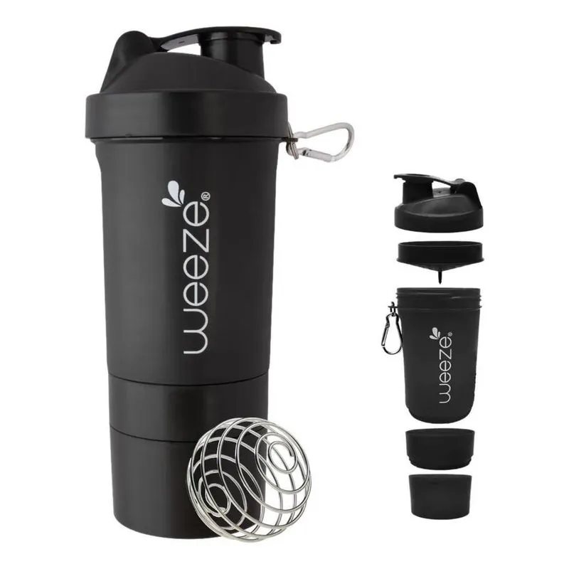 Coqueteleira Shaker Academia Compartimento Suplementos Fit