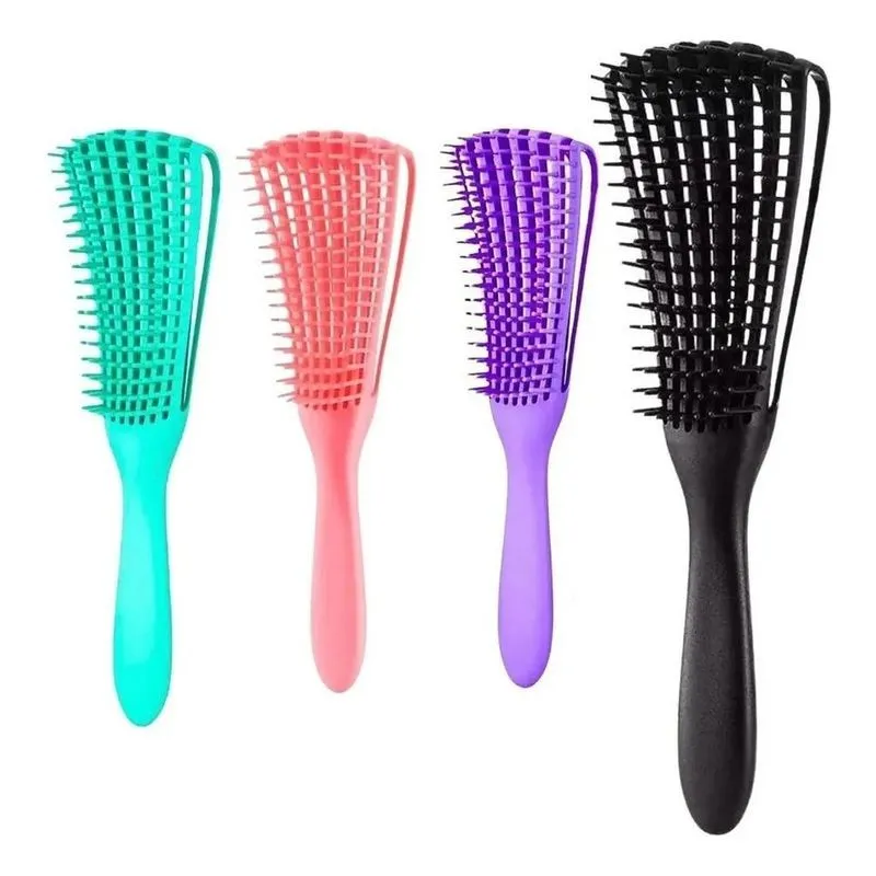 3x Escova Para Cabelo Cacho Pente Polvo Todo Cabelo Desembar