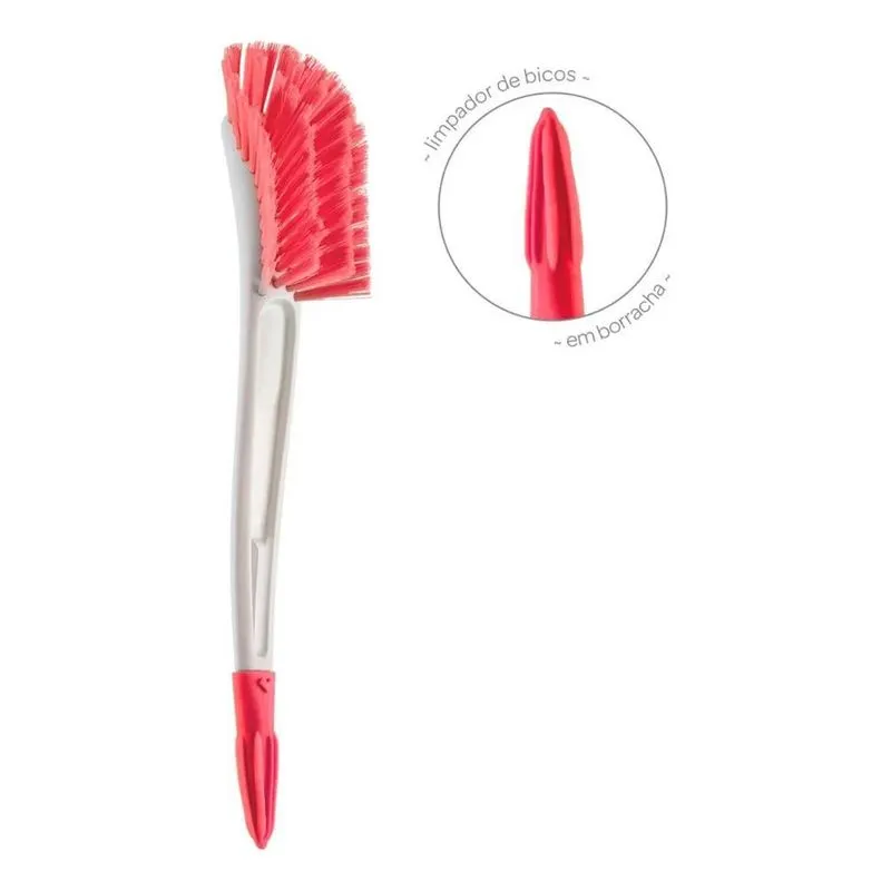10x Escova Mamadeira Buba Com Limpador De Bico Nãotoxica Cor