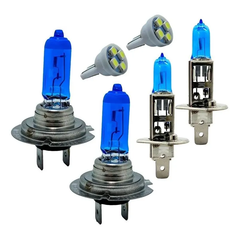 Lampadas Super Brancas Farol Baixo Alto Meia Luz H7 H1 + T10