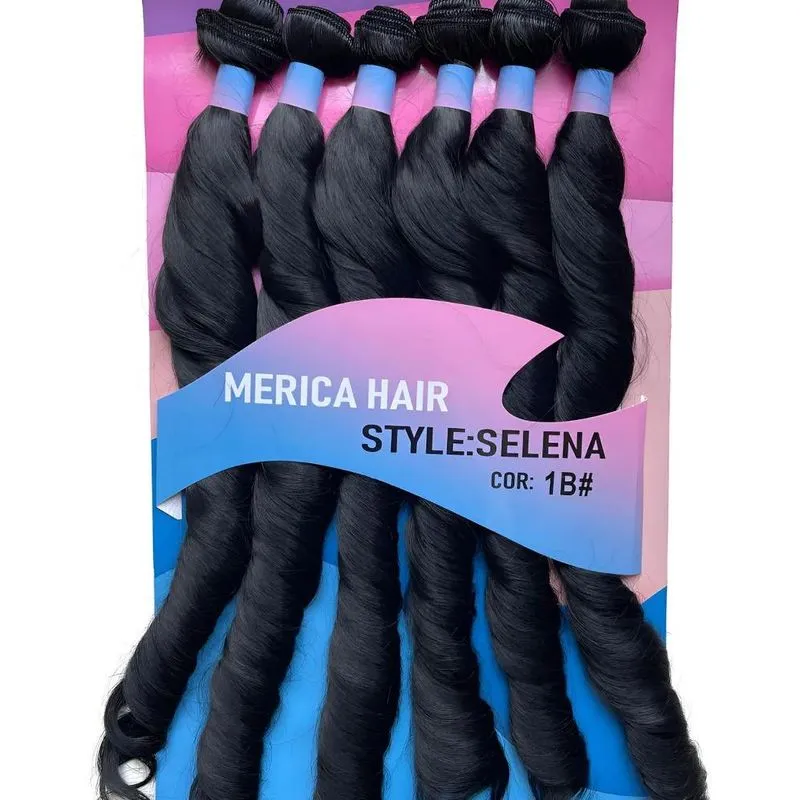 Cabelo 100% Orgânico Ondulado Selena-merica H 1b Preto Natur
