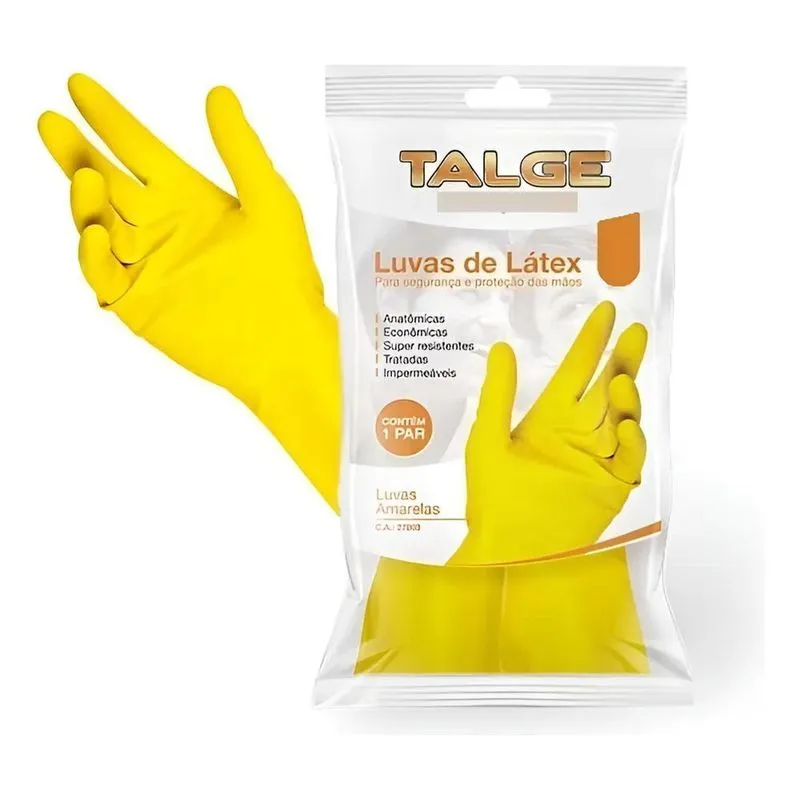 10x Luva Multiuso Latex Talge Amarela