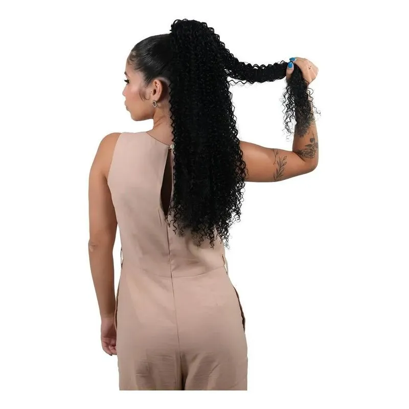 Aplique Rabo De Cavalo Bio Vegetal Cacheado 1 Preto