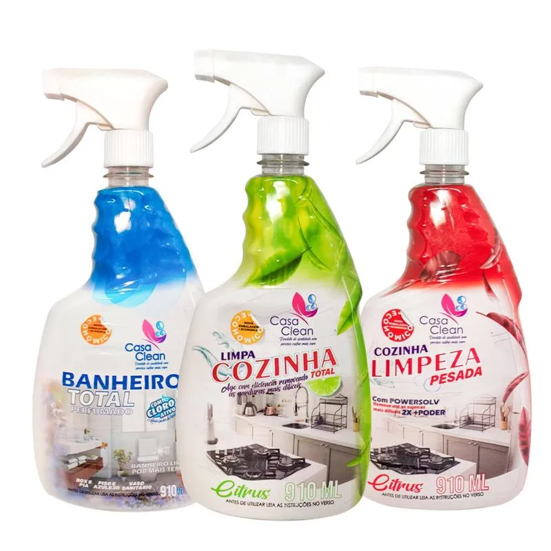 Kit Limpador Multiuso Casa Clean Cozinha E Banheiro 910ml