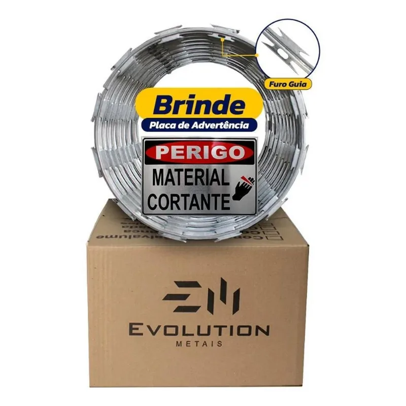 Cerca Concertina Ouriço Proteção Para Muros 30cm 10 Metros E