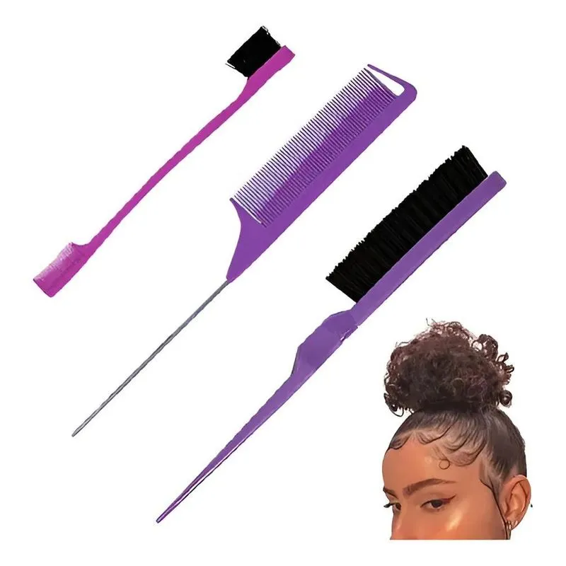 3 Escova Escovinha Pente Baby Hair Sobrancelha Cabelo Lavand