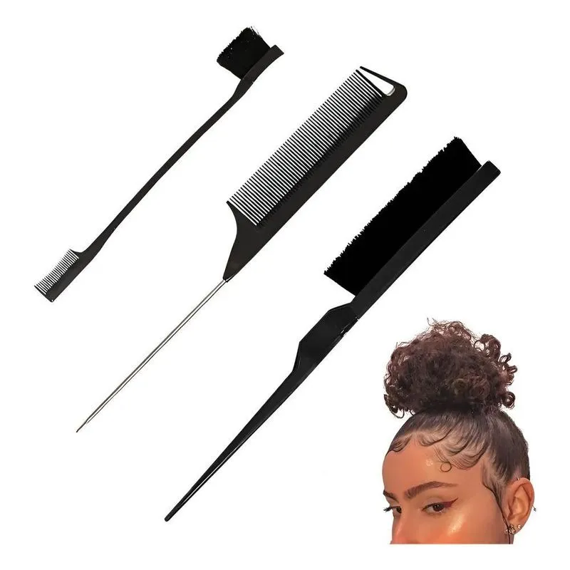 3 Escova Escovinha Pente Baby Hair Sobrancelha Cabelo L Pret