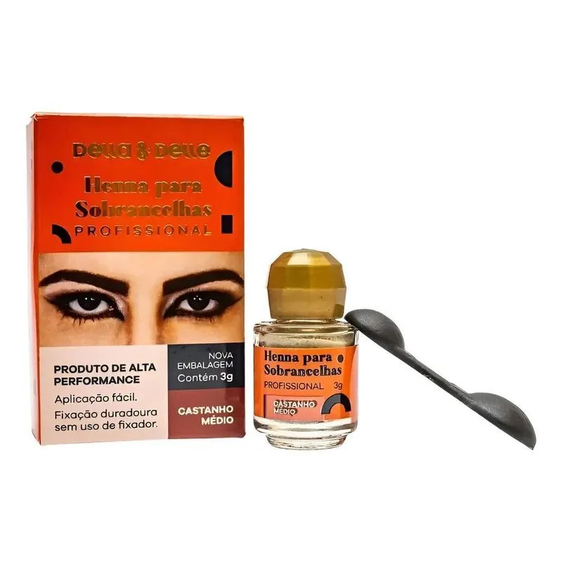 Henna Sobrancelhas Della E Delle 3g Origina Castanho Medio