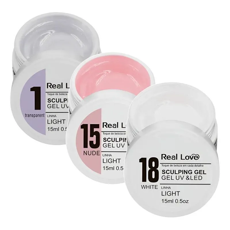 Kit Unha Gel Real Love Autonivelante Light 15gr 3 Unid Kit-1