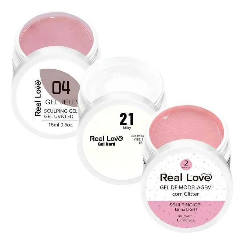 Kit Unha Gel Real Love Autonivelante Light 15gr 3 Unid Kit-6
