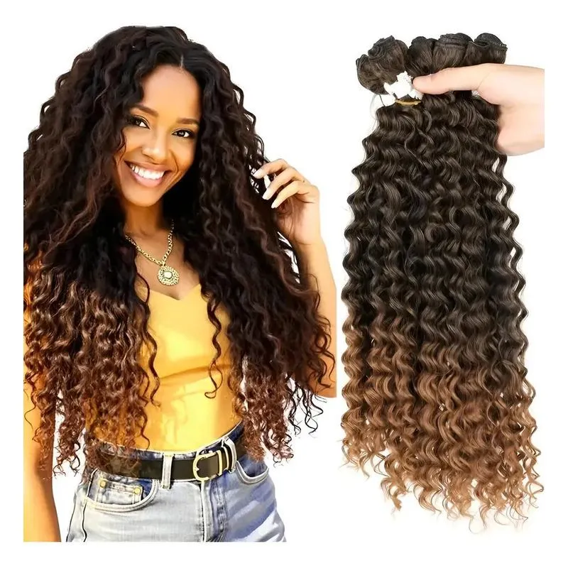Cabelo Orgânico Cacheado Tela 80cm Morena Iluminada Ombre 1b