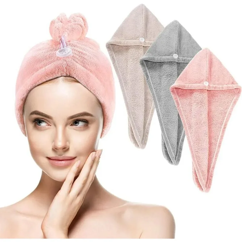 10x Kit 2 Touca Cabelo Secar Sem Peso De Toalha De Banho Ca