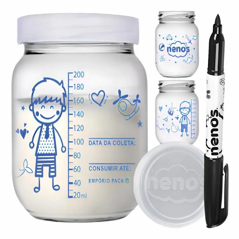 10 Potes De Vidro Armazenar Leite Materno, Graduação 200ml