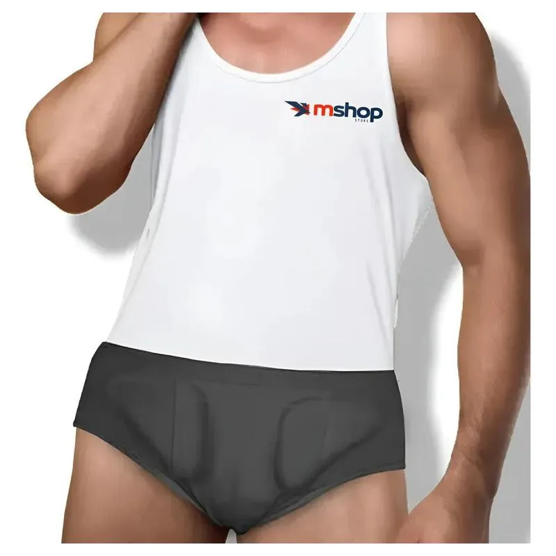 Cueca Hérnia Inguinal Dupla Suporte Maciço Preta M