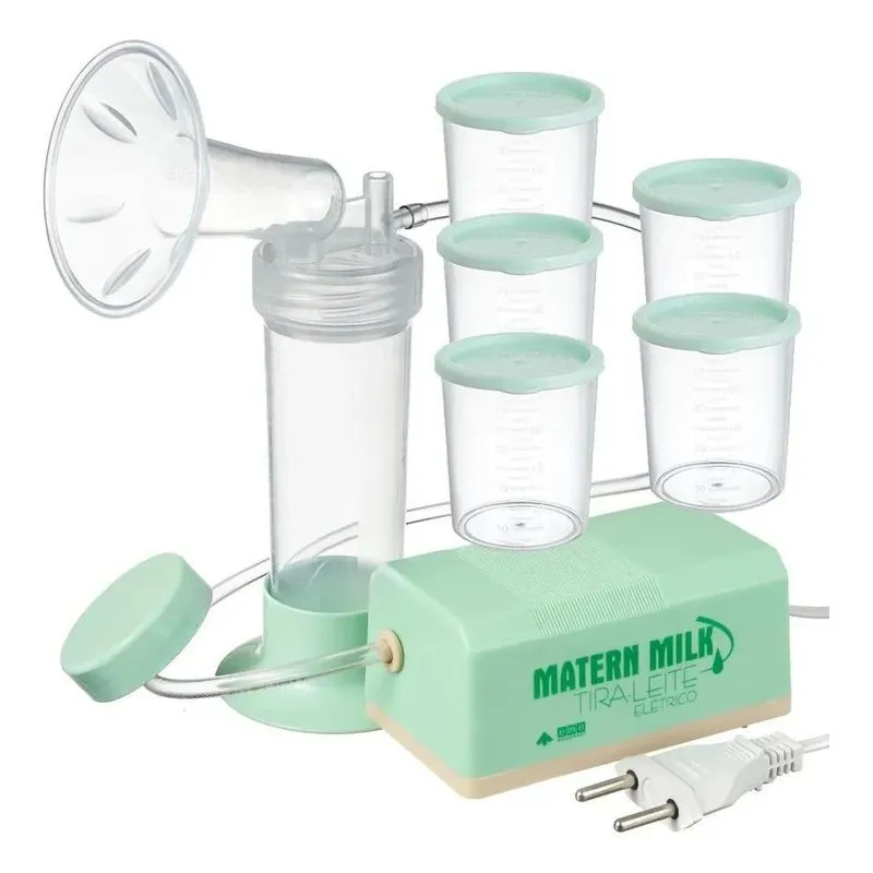 Bomba Tira Leite Elétrico 220v Verde - Matern Milk +5 Copos