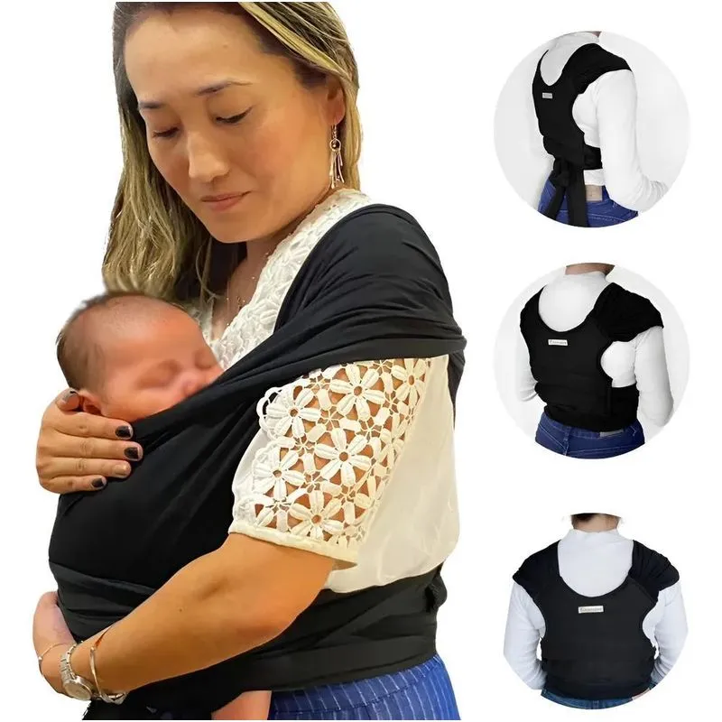 Sling De Vestir Bebe Carregador Wrap Canguru Preto Único