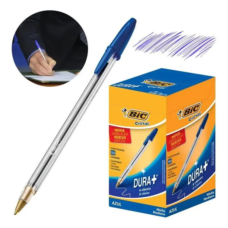 10x Caneta Esferográfica Bic Cristal Azul - Caixa 50 Unidad