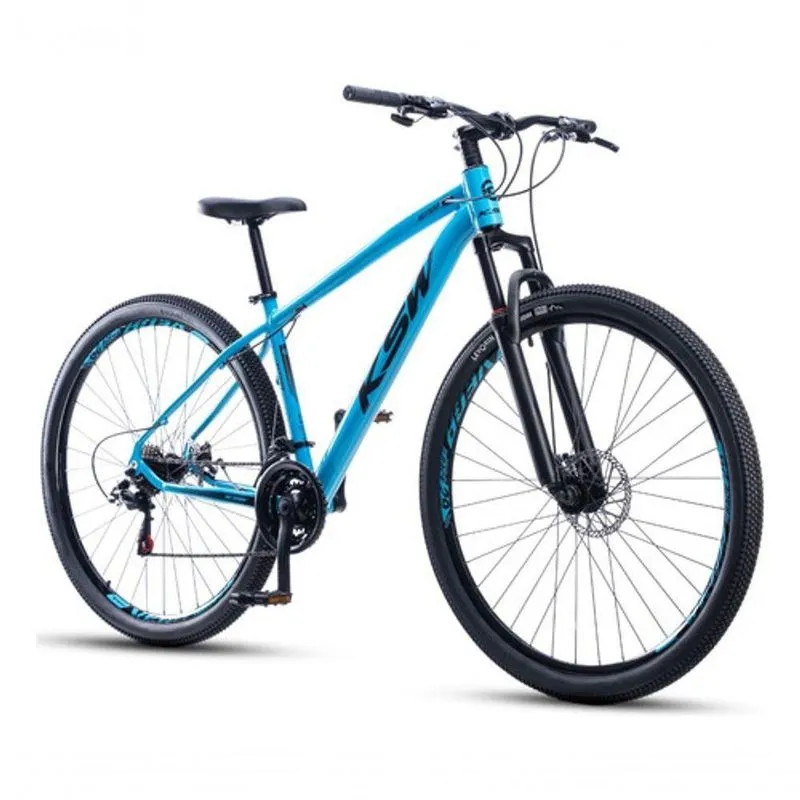 Bicicleta Ksw Xlt 100 Aro 29 24v Shimano Freio A Disco Mecânico Mtb Alumínio Azul/preto 15