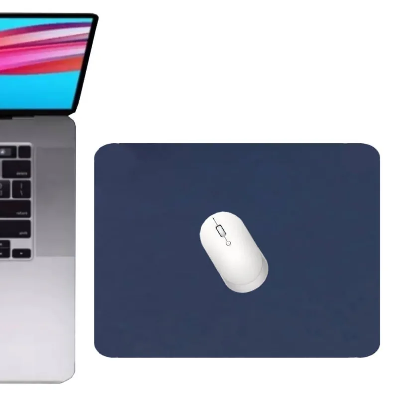 Kit 2 Mouse Pad 25x20cm Gamer Pequeno Tapete De Mesa Em Couro Sintético Azul Marinho