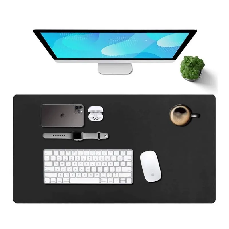 Kit 2 Mouse Pad 70x30cm Grande Tapete De Mesa Slim Preto