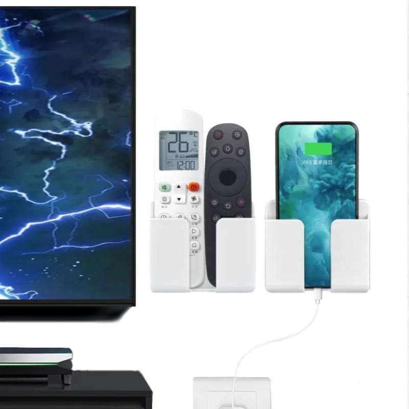 Kit 2 Suporte Parede Carregar Celular Controle Remoto Branco