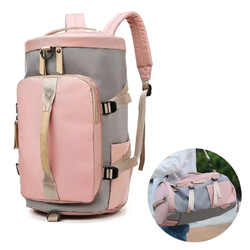 Bolsa Feminina Transversal Multiuso Mochila Academia Yoga Pilates Treino Faculdade Escola Porta Tenis Rosa Claro