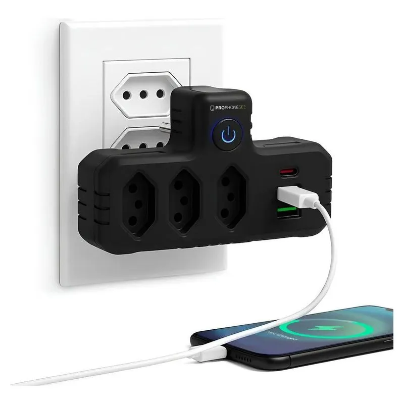 Benjamim Adaptador Universal Tomada Usb Tipo C Filtro Linha