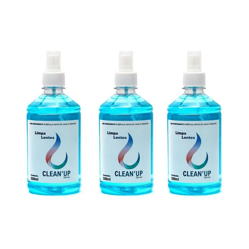 Kit 3 Limpa Lentes De 500ml Para Óculos Óticas Telas Celular