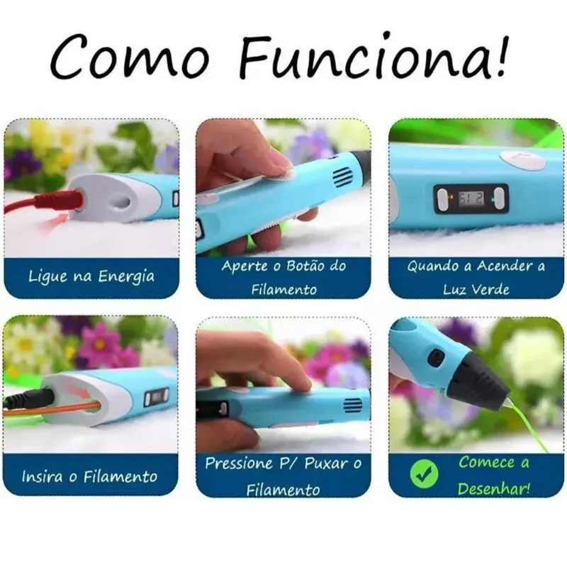 Caneta 3d Impressora Profissional Pen Kids Filamento