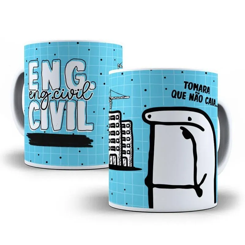 Canecas Flork Profissões Engenharia Civil + Chaveiro