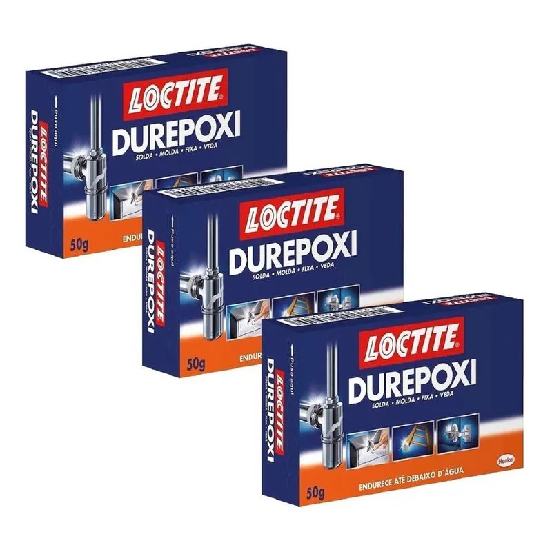 Adesivo Durepoxi 50g Cinza Loctatite Henkel Kit Com 3 Unid