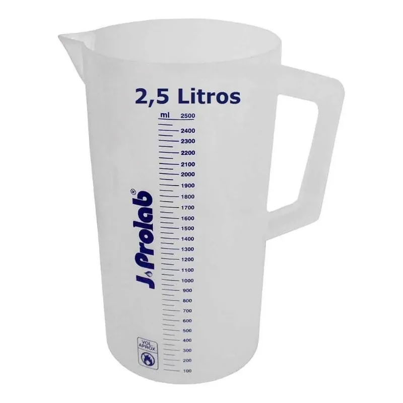 2x Copo Dosador Medidor 2,5 Litros Jarra Alça Plástico Gradu