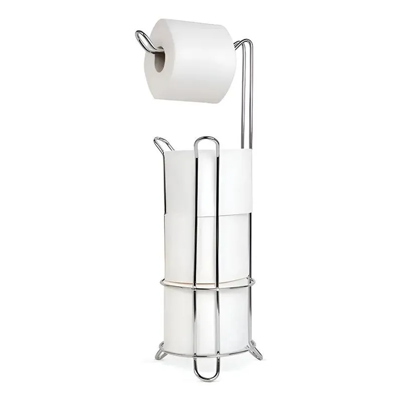 Suporte Porta Papel Higiênico Papeleira Chão 4 Rolos Aço Cor