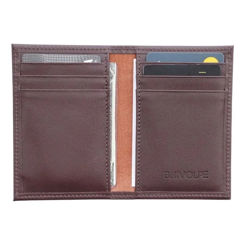 2x Carteira Masculina Porta Cartões Duo Slim Couro Legítimo