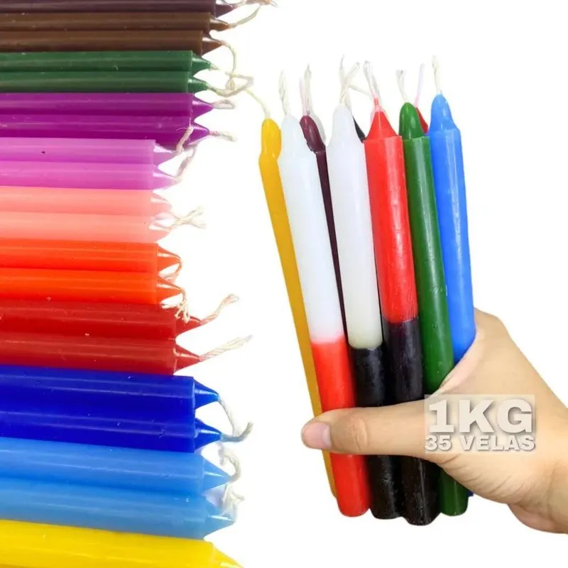 10x 1 Kg Vela Palito Colorida / Bicolor Tradicional 18cm 35
