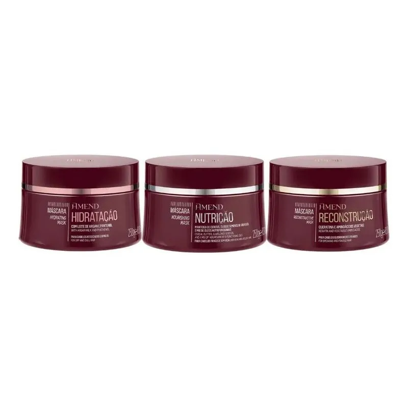 2x Kit Cronograma Capilar Mascaras Essenciais Amend 250g
