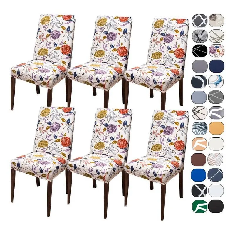 Kit 6 Capas Cadeira Jantar Tecido Importado Spandex El Sicla