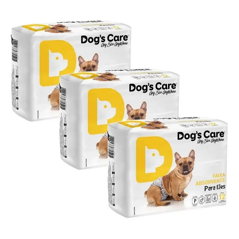 Fralda Pet Cachorro Macho - Tam P Kit 3 Pacotes - 36 Fraldas