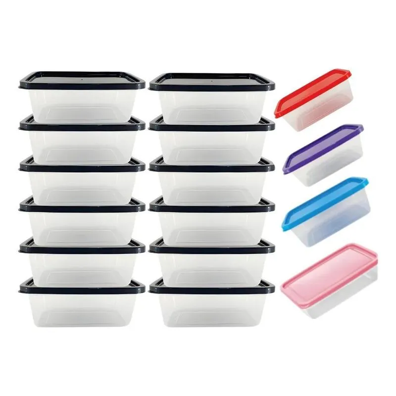 3x Kit 10 Potes 1 Litro Marmita Fitness Freezer Microondas