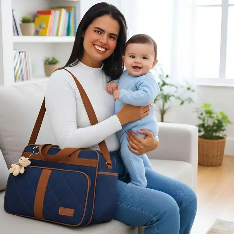 Bolsa Grande Saída Maternidade Be Azul Escuro/ Azul Marinho