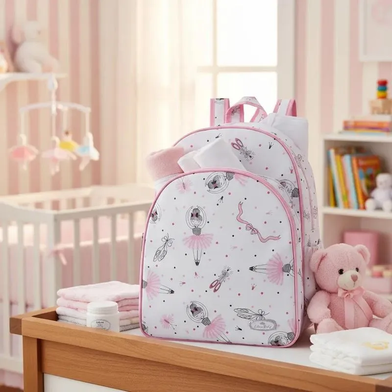 Mochila Maternidade Grande Bailarina Saida Bebê Men Rosa