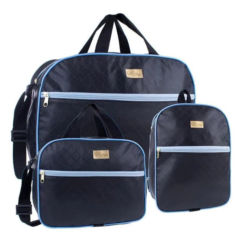 Kit Bolsa Maternidade 3 Peças De Coroa Menino M Preto Com Bl