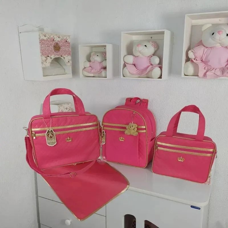 Bolsa Maternidade Feminino Kit 2 Bolsas + Mochila + Troca Pi