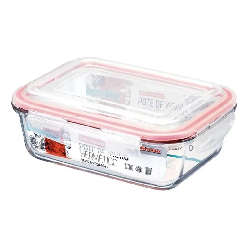 5x Pote Vidro Hermética Marmita Grande Tampa Silicone 1040ml