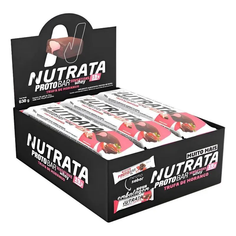 Suplemento Em Barra Nutrata Proteínas Sabor Morango Com Choc