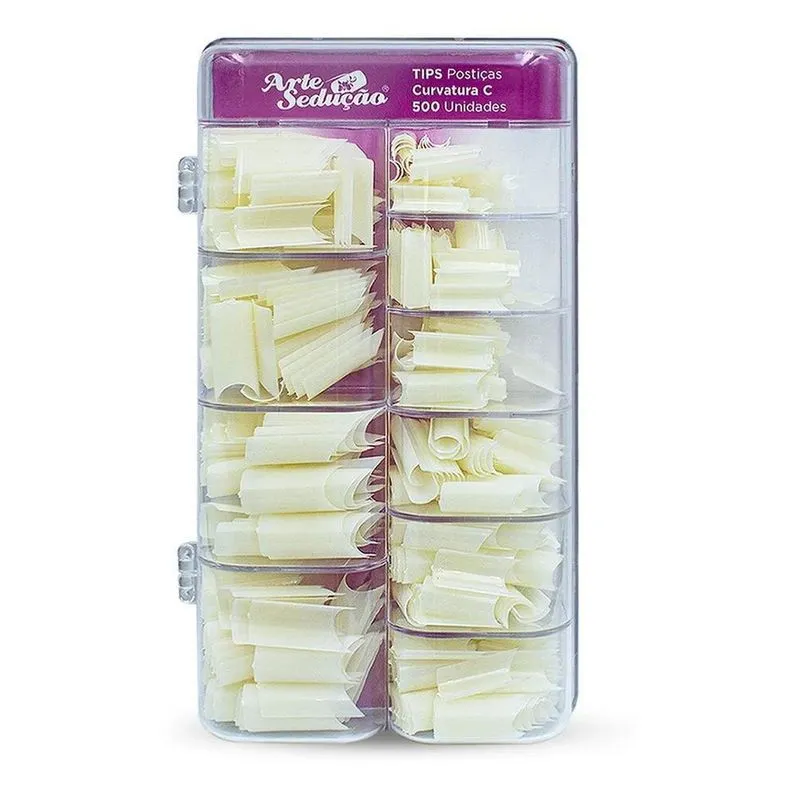 5x Tips Unhas Postiças Curvatura C 500 Unidades, Arte Seduçã