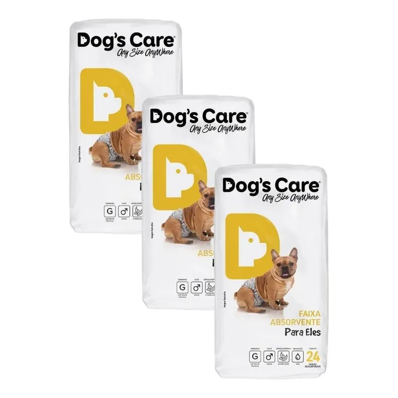 Fralda Cachorro Macho Tam G Kit Com 3 Pcts Total 72 Fraldas